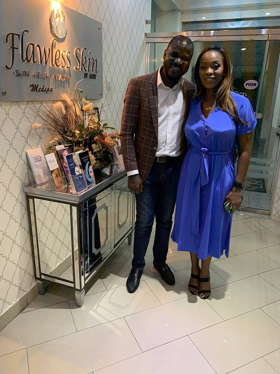 Professional couple at a beauty clinic.