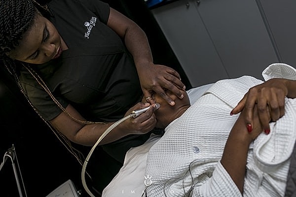 Skincare treatment in a wellness setting.