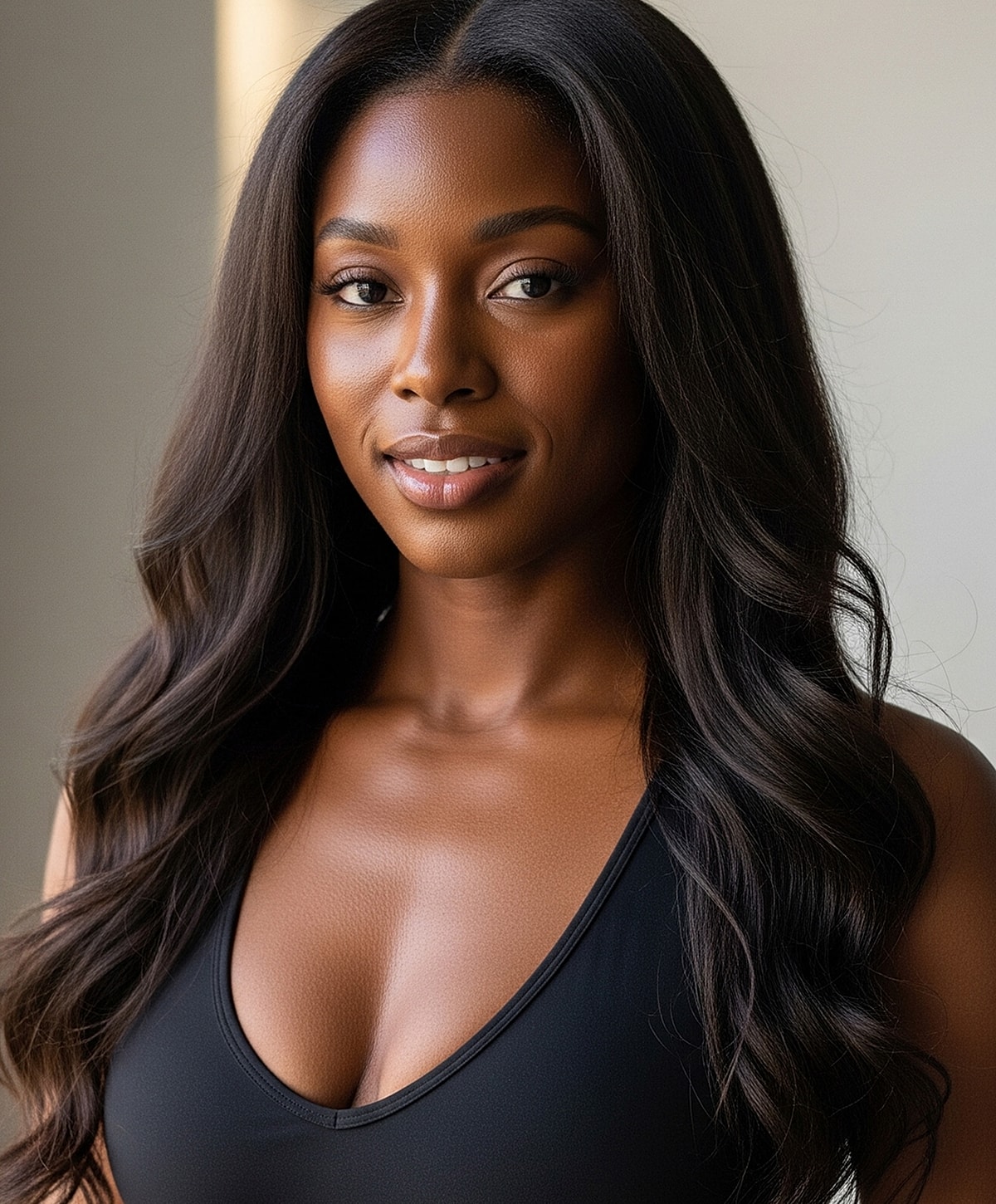 Abuja Kybella model with long silver hair.