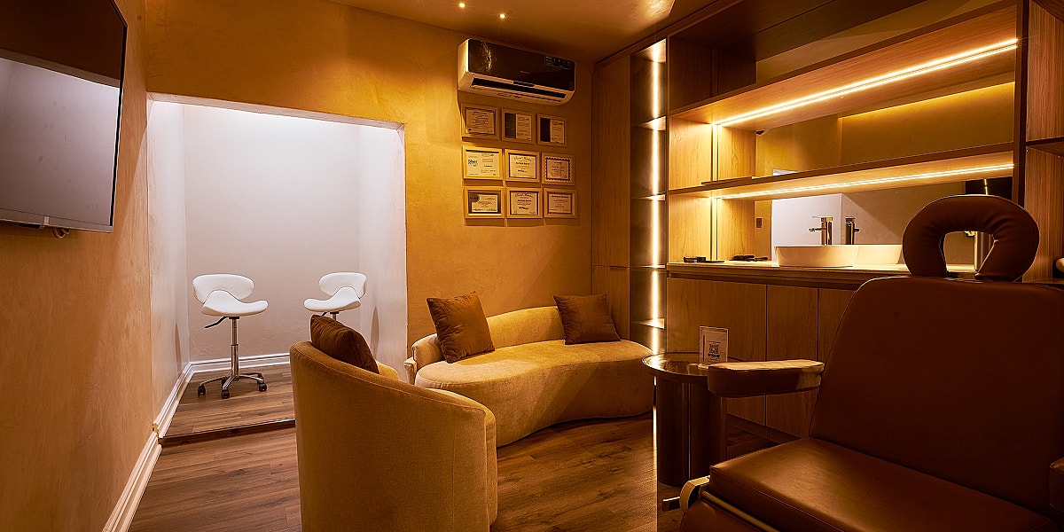 Modern, cozy interior of a stylish waiting area.