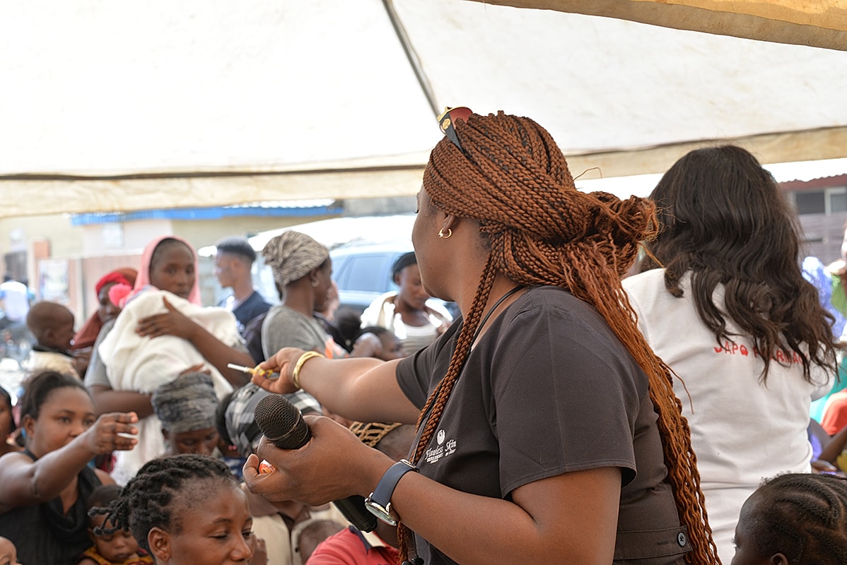 Community event with speaker and engaged audience.