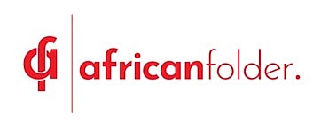 Logo of African Folder in red and gray.