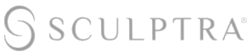 Sculptra logo on a black background.