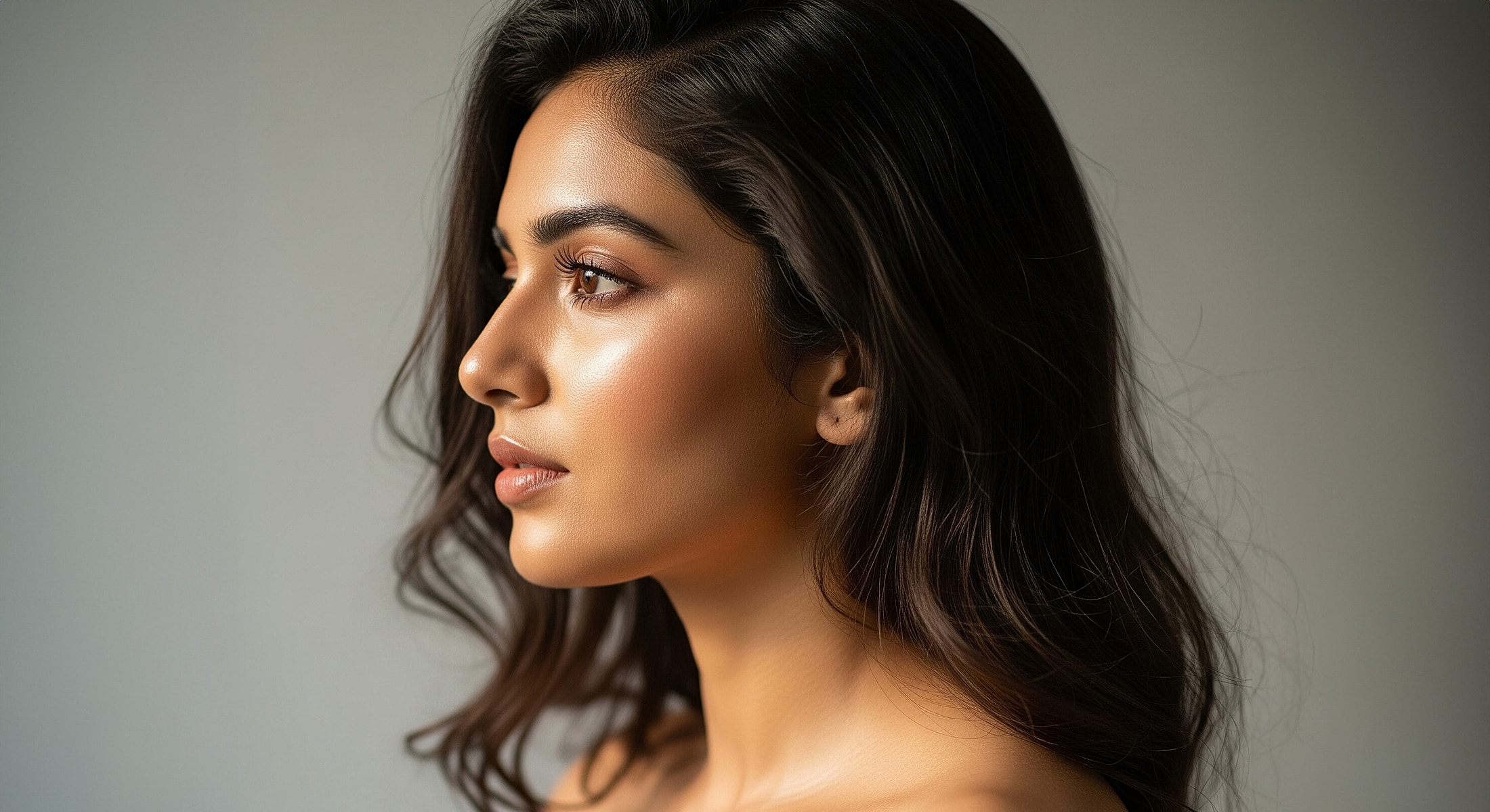 Abuja Kybella model with long hair.