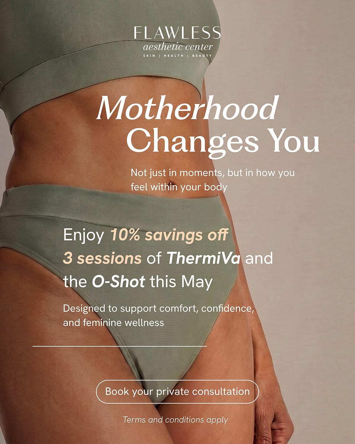 Aesthetic promotion for motherhood-related services.